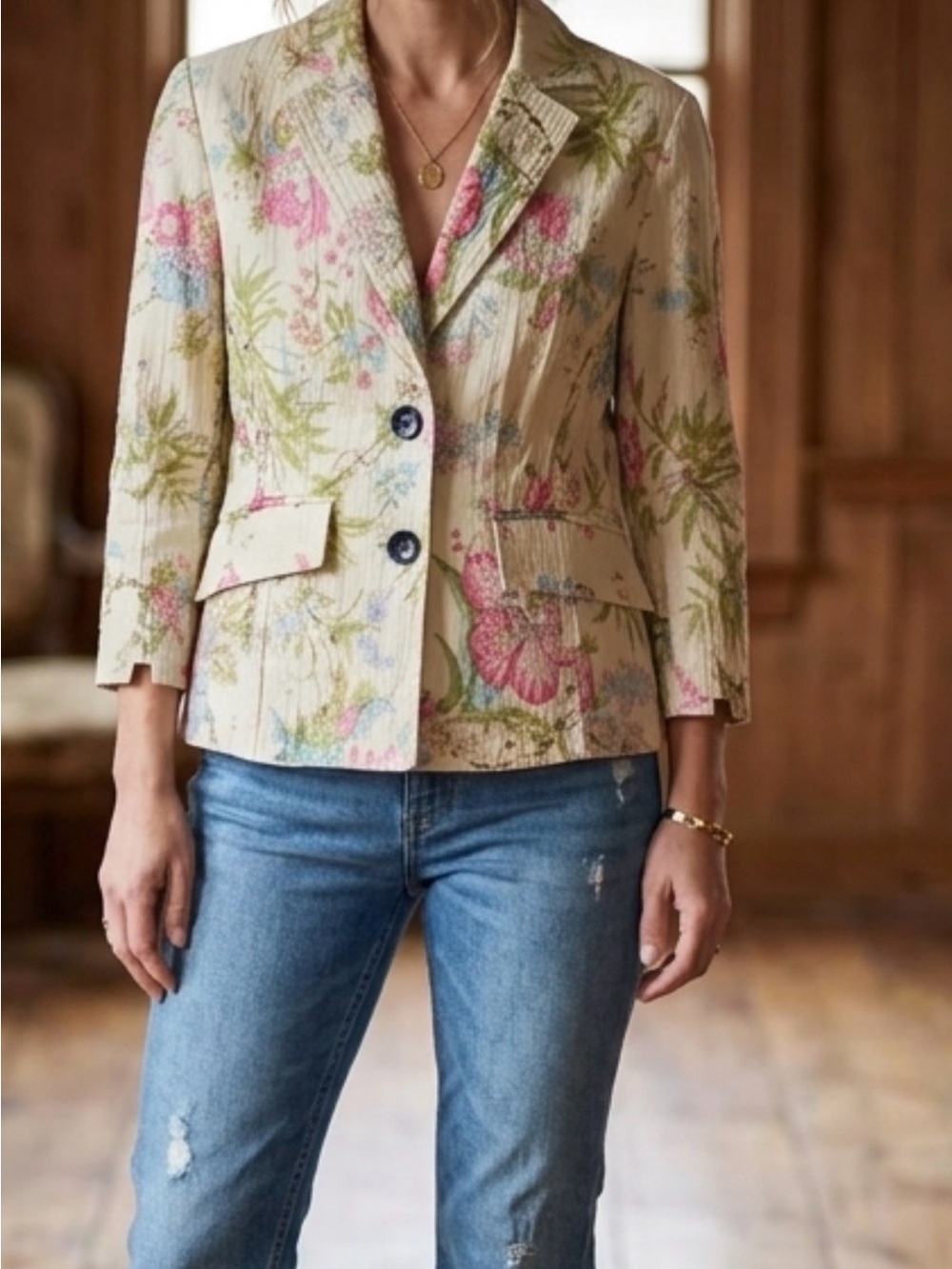 Vintage Nine & Co. Floral Quilted Weekend Blazer